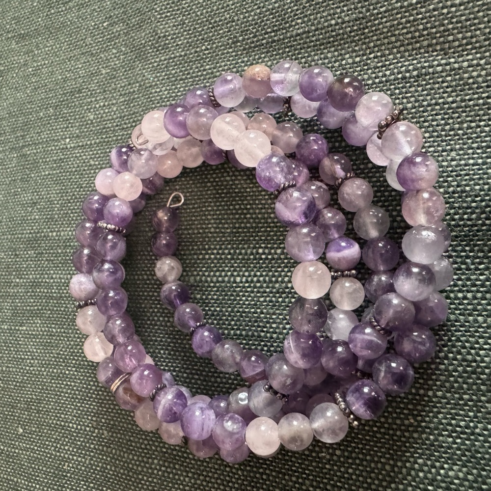 Amethyst Natural Stone Coil Memory Wire Bracelet